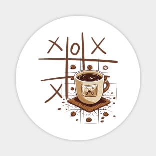 A Cup Of Coffee And Tic-Tac-Toe Magnet